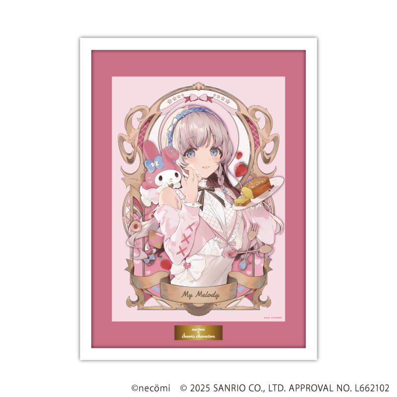高精細複製原画（額付き）「necomi×サンリオキャラクターズ」05/マイメロディ(コラボイラスト)