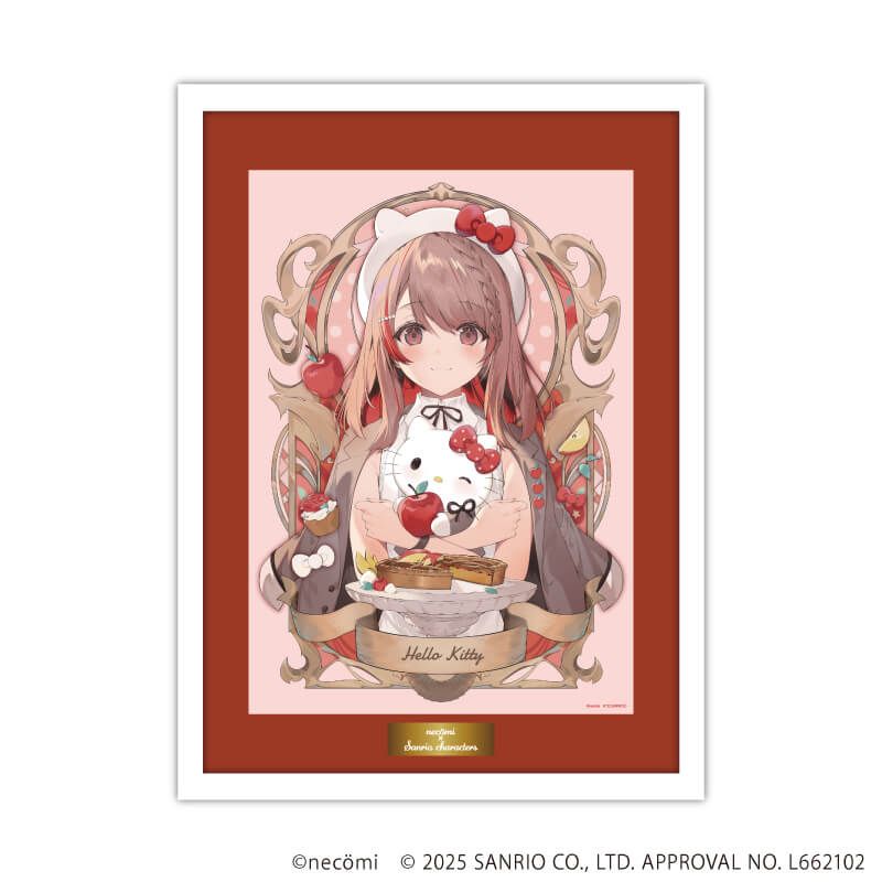 高精細複製原画（額付き）「necomi×サンリオキャラクターズ」04/ハローキティ(コラボイラスト)