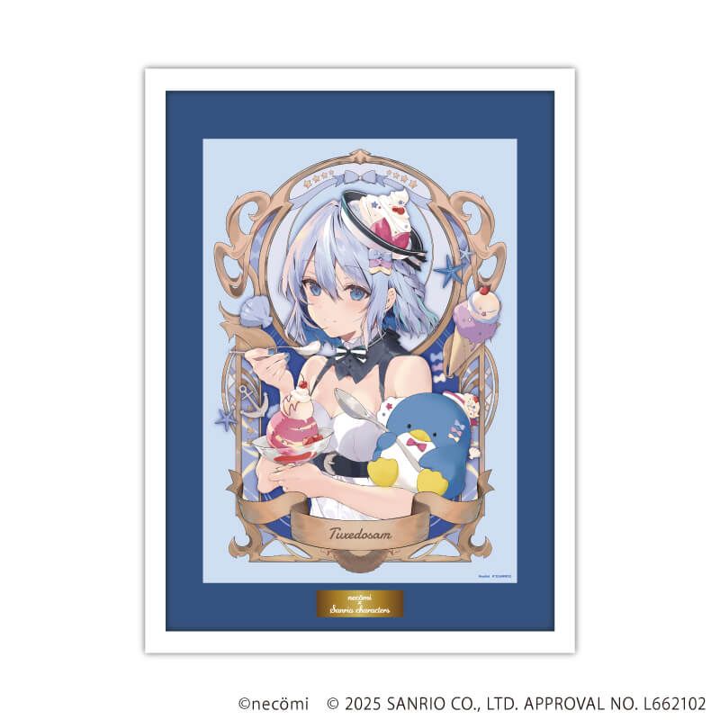 高精細複製原画（額付き）「necomi×サンリオキャラクターズ」03/タキシードサム(コラボイラスト)