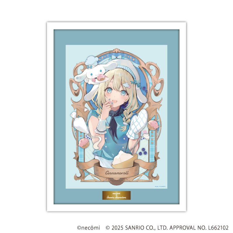 高精細複製原画（額付き）「necomi×サンリオキャラクターズ」02/シナモロール(コラボイラスト)