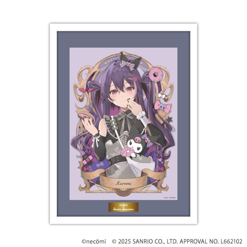 高精細複製原画（額付き）「necomi×サンリオキャラクターズ」01/クロミ(コラボイラスト)