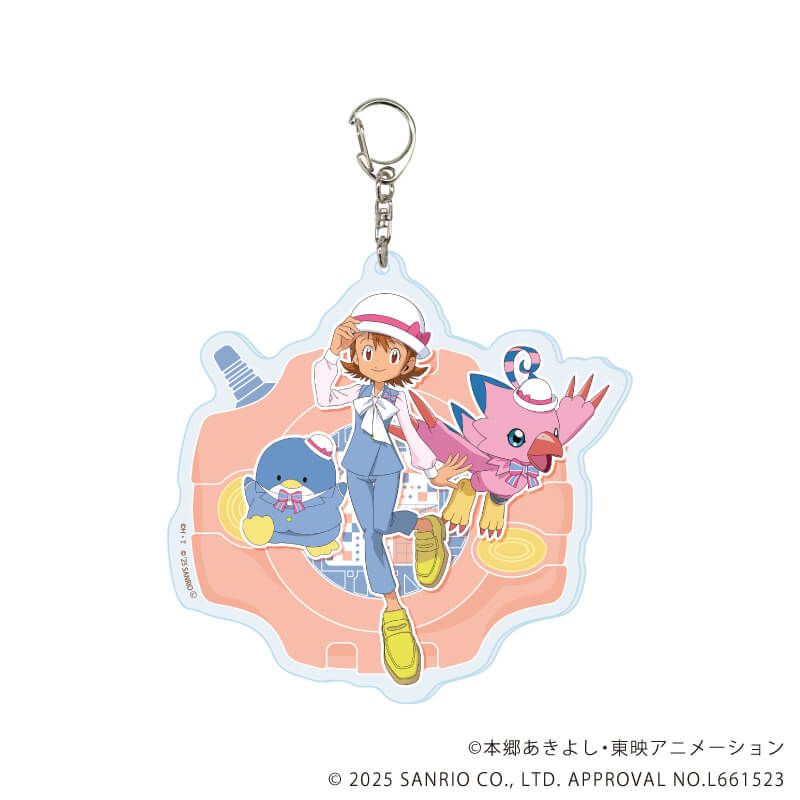 デカアクリルキーホルダー「デジモンアドベンチャー×サンリオキャラクターズ」03/武之内空＆ピヨモン×タキシードサム(コラボイラスト)