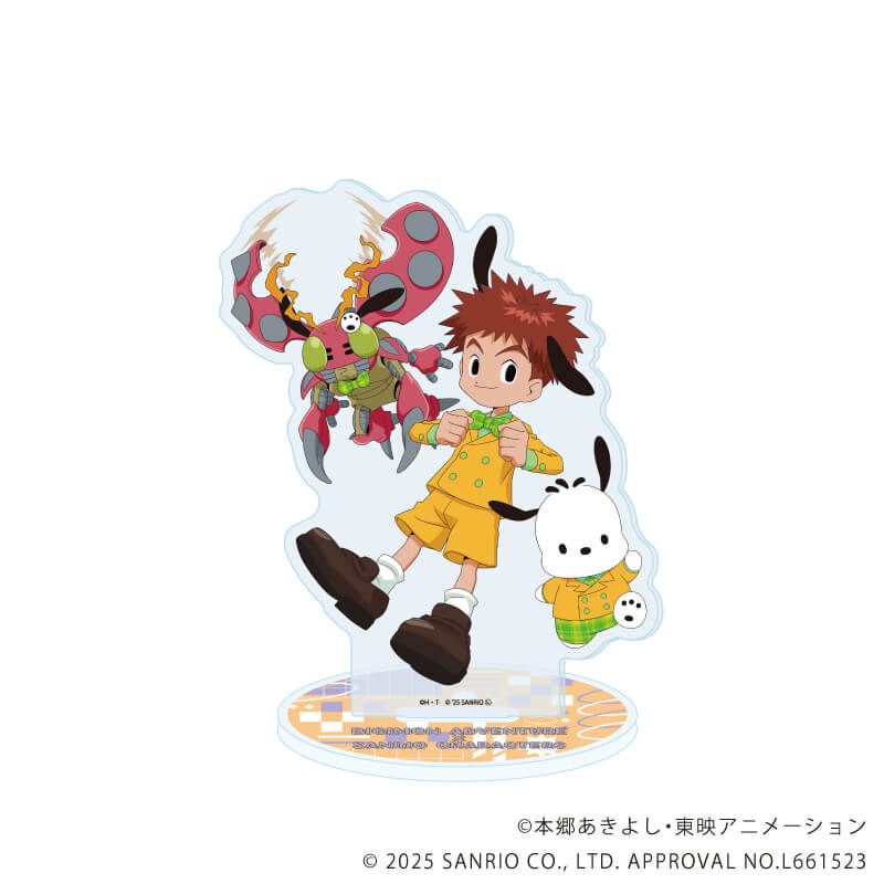 アクリルスタンド「デジモンアドベンチャー×サンリオキャラクターズ」04/泉光子郎＆テントモン×ポチャッコ(コラボイラスト)