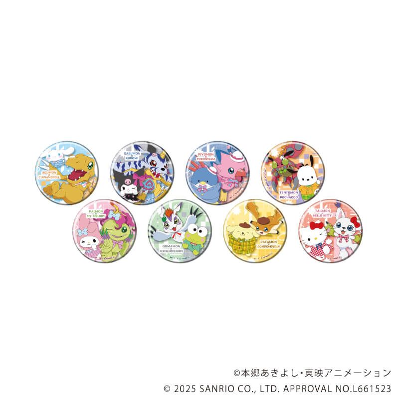 缶バッジ「デジモンアドベンチャー×サンリオキャラクターズ」02/BOX2 コンプリートセット(全8種)(コラボイラスト)