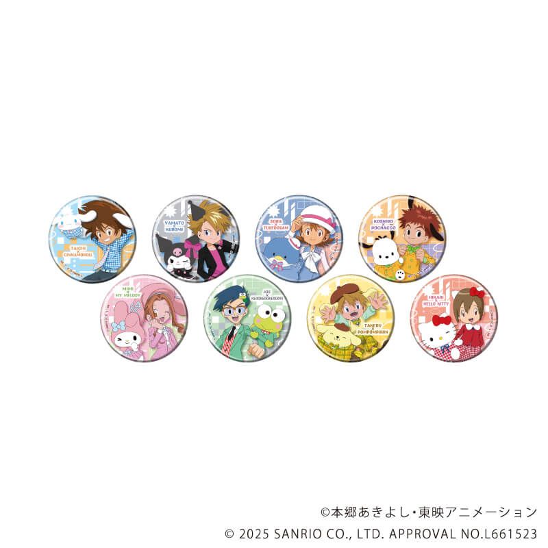 缶バッジ「デジモンアドベンチャー×サンリオキャラクターズ」01/BOX1 コンプリートセット(全8種)(コラボイラスト)