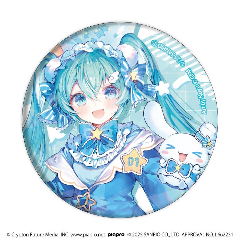 ホログラム缶バッジ(57mm)「初音ミク×シナモロール」02/ブラインド(9種)(コラボイラスト)