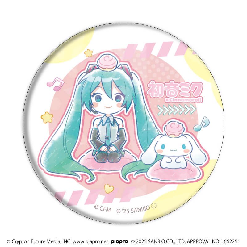 ホログラム缶バッジ(57mm)「初音ミク×シナモロール」02/ブラインド(9種)(コラボイラスト)