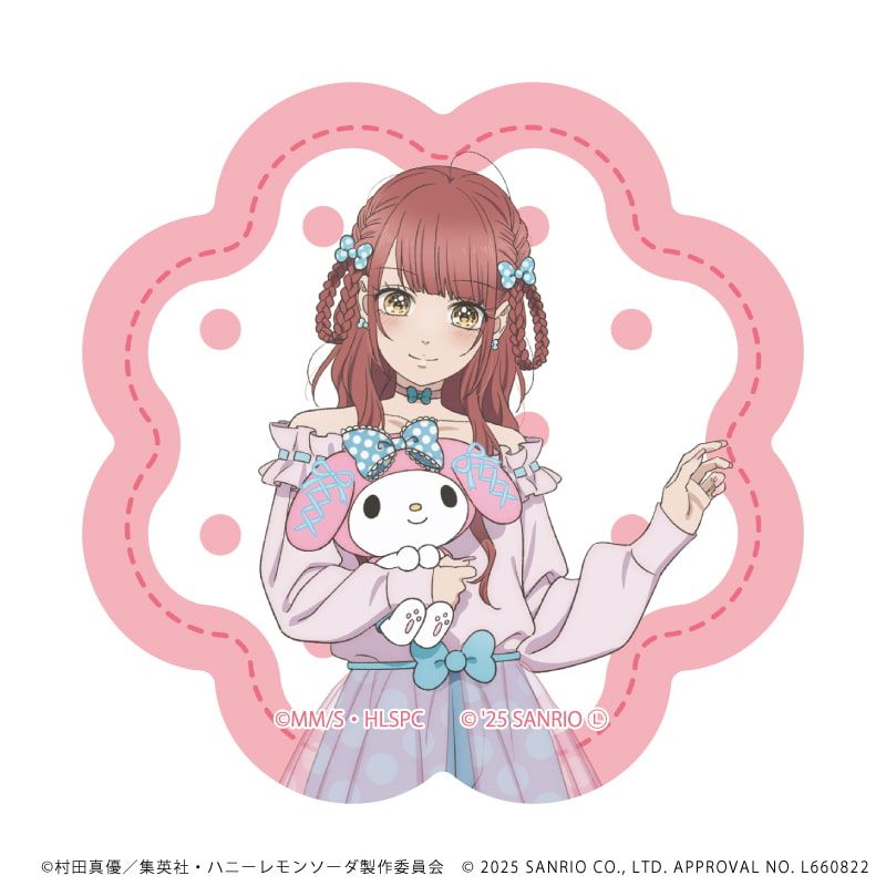 ダイカットステッカー「TVアニメ『ハニーレモンソーダ』×サンリオキャラクターズ」03/菅野芹奈×マイメロディ(等身イラスト)