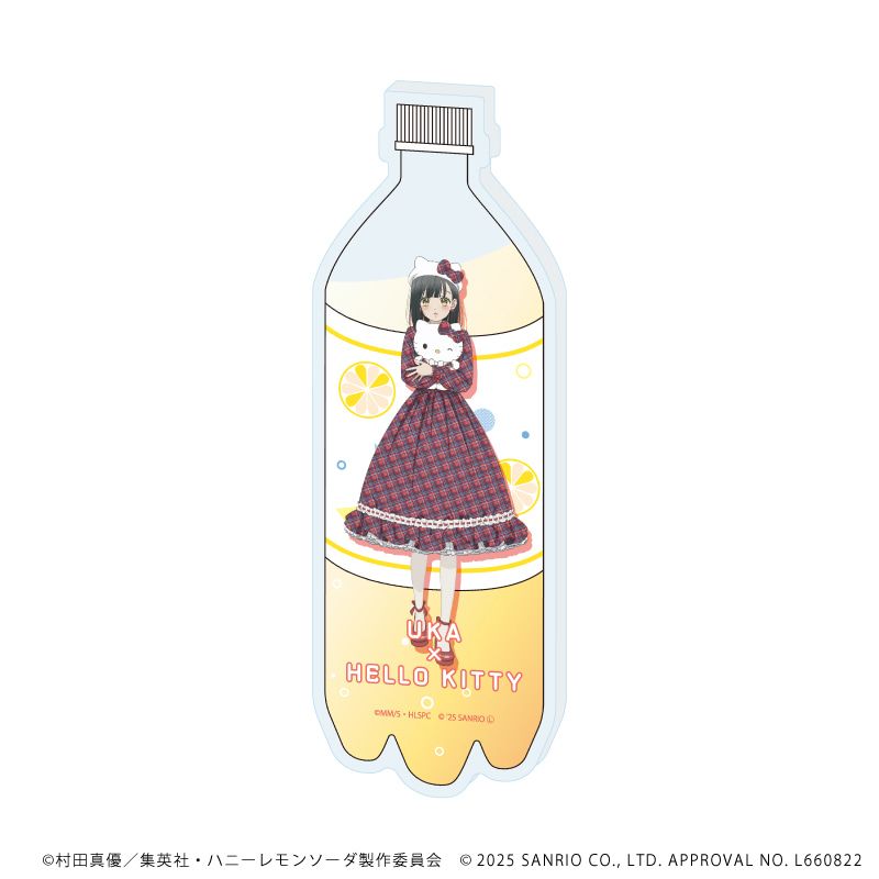コレクションボトル「TVアニメ『ハニーレモンソーダ』×サンリオキャラクターズ」01/石森羽花×ハローキティ(等身イラスト)