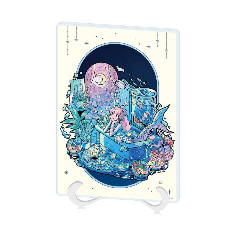 アクリルアートボード(A5サイズ)「Charaforio」04/人魚の月光浴(公式イラスト)