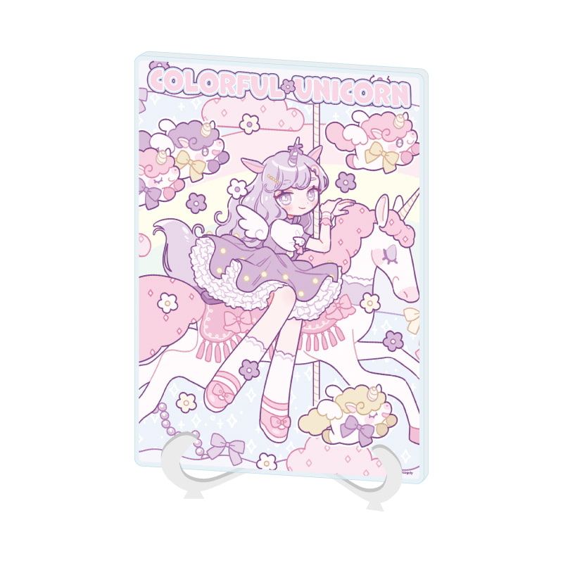 アクリルアートボード(A5サイズ)「Charaforio」03/colorful unicorn(公式イラスト)
