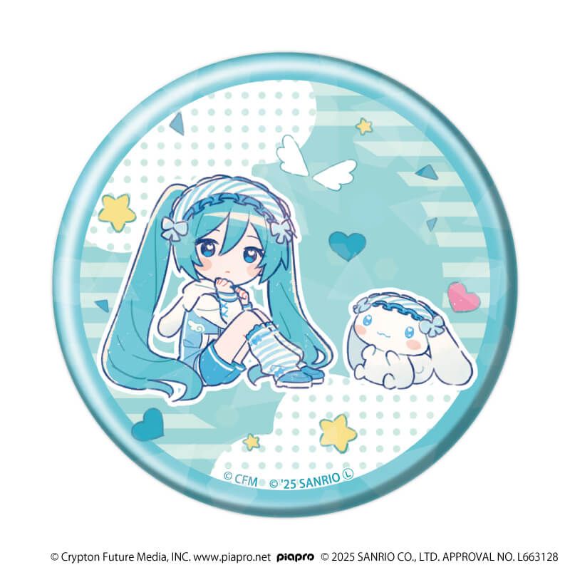 ホログラム缶バッジ(57mm)「初音ミク×シナモロール」03/ブラインド(9種)(コラボイラスト)