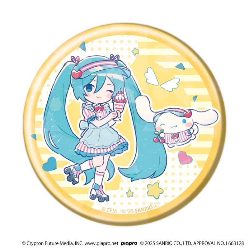ホログラム缶バッジ(57mm)「初音ミク×シナモロール」03/ブラインド(9種)(コラボイラスト)