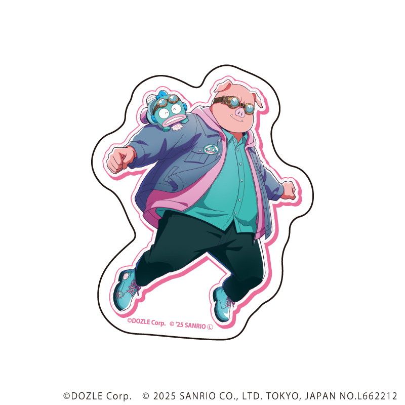 ダイカットステッカー「ドズル社×はぴだんぶい」05/おおはらMEN×ハンギョドン(コラボイラスト)