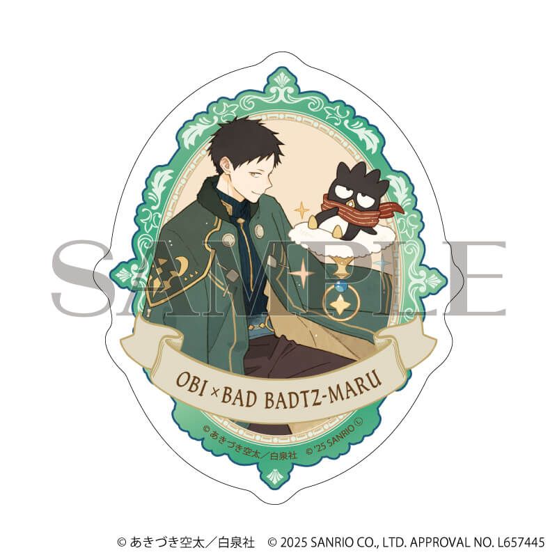 ダイカットスマホステッカー「赤髪の白雪姫×サンリオキャラクターズ」05/オビ×バッドばつ丸(コラボイラスト)
