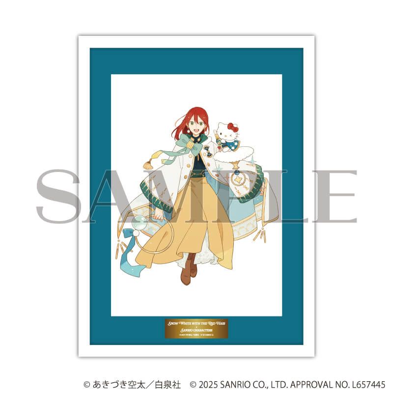 高精細複製原画（額付き）「赤髪の白雪姫×サンリオキャラクターズ」01/白雪×ハローキティ(コラボイラスト)