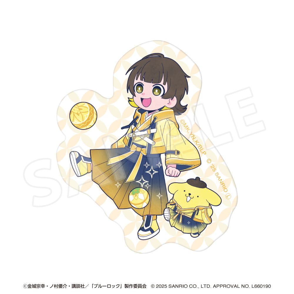 「ブルーロック×サンリオキャラクターズ 」 ダイカットステッカー 蜂楽廻×ポムポムプリン