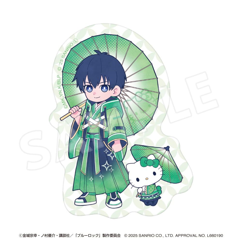 「ブルーロック×サンリオキャラクターズ 」 ダイカットステッカー 潔世一×ハローキティ