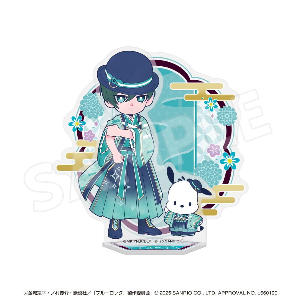 「ブルーロック×サンリオキャラクターズ 」 背景付きアクリルスタンド 糸師凛×ポチャッコ