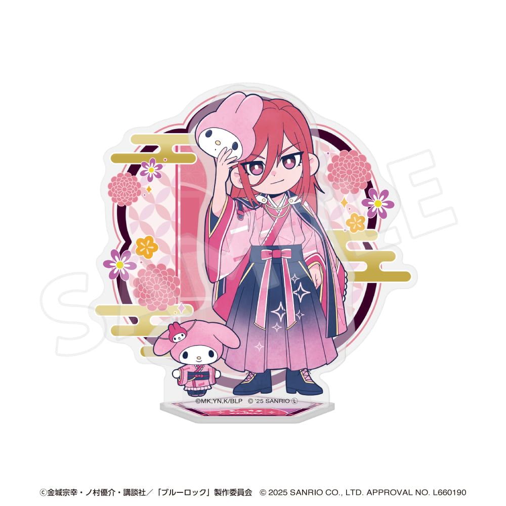 「ブルーロック×サンリオキャラクターズ 」 背景付きアクリルスタンド 千切豹馬×マイメロディ