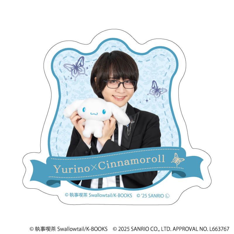 ダイカットスマホステッカー「執事喫茶スワロウテイル×サンリオキャラクターズ」04/百合野×シナモロール
