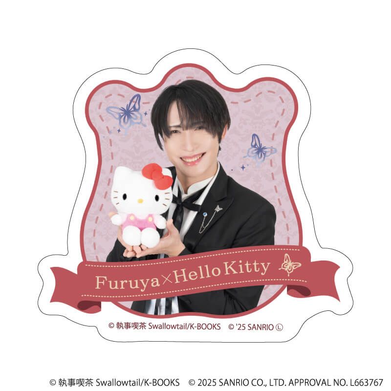 ダイカットスマホステッカー「執事喫茶スワロウテイル×サンリオキャラクターズ」03/古谷×ハローキティ