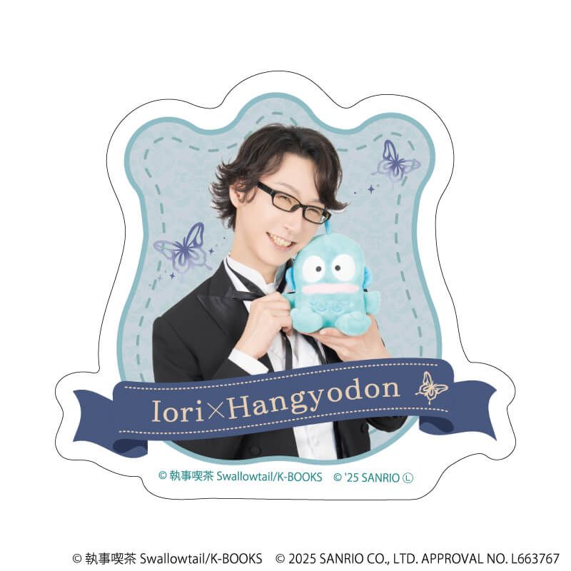 ダイカットスマホステッカー「執事喫茶スワロウテイル×サンリオキャラクターズ」01/伊織×ハンギョドン