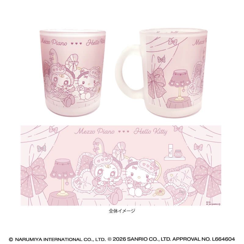 すりガラスマグカップ「メゾピアノ×ハローキティ」01/(コラボイラスト)