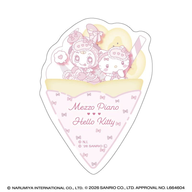 ダイカットスマホステッカー「メゾピアノ×ハローキティ」04/パターンD(コラボイラスト)