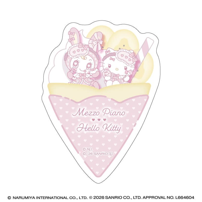 ダイカットスマホステッカー「メゾピアノ×ハローキティ」03/パターンC(コラボイラスト)