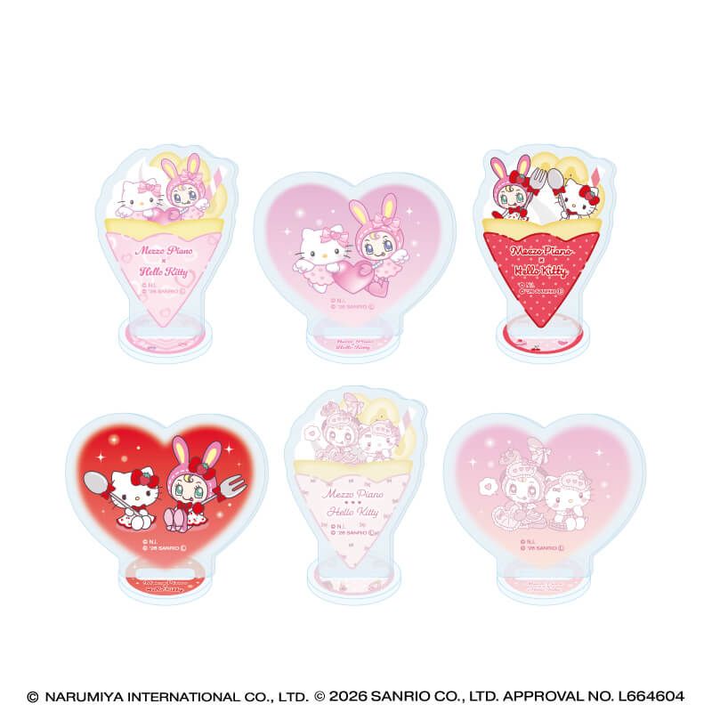 アクリルぷちスタンド「メゾピアノ×ハローキティ」01/コンプリートセット(全6種)(コラボイラスト)