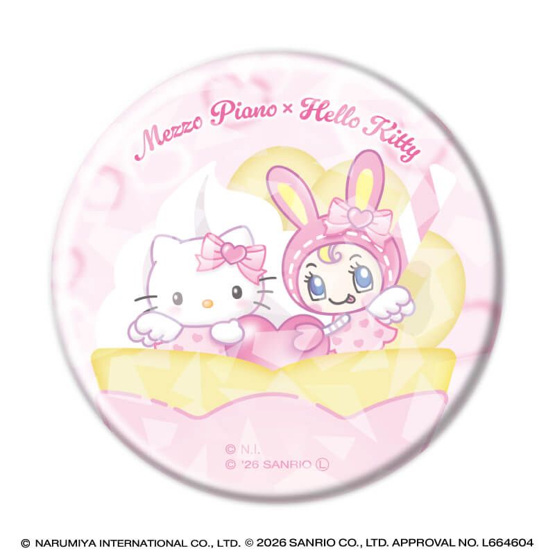ホログラム缶バッジ(57mm)「メゾピアノ×ハローキティ」01/コンプリートセット(全6種)(コラボイラスト)