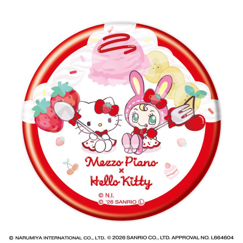 ホログラム缶バッジ(57mm)「メゾピアノ×ハローキティ」01/コンプリートセット(全6種)(コラボイラスト)