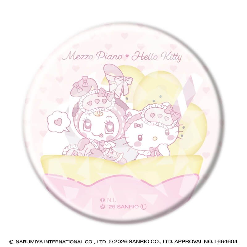 ホログラム缶バッジ(57mm)「メゾピアノ×ハローキティ」01/コンプリートセット(全6種)(コラボイラスト)