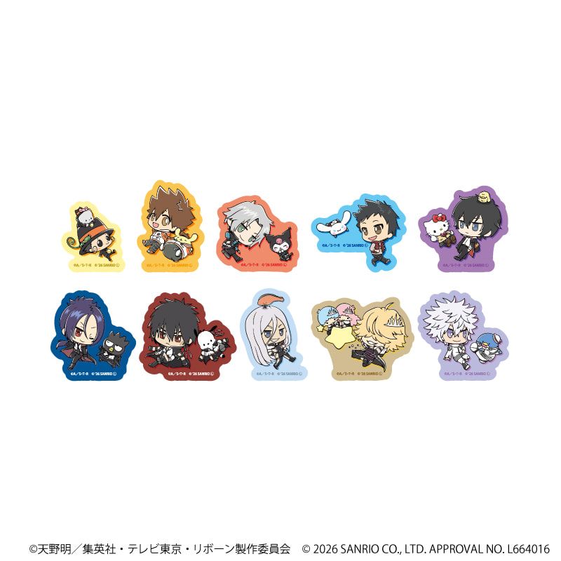 フレークシール(10種セット)「家庭教師ヒットマンREBORN!×SANRIO CHARACTERS」01/集合デザイン(コラボイラスト)