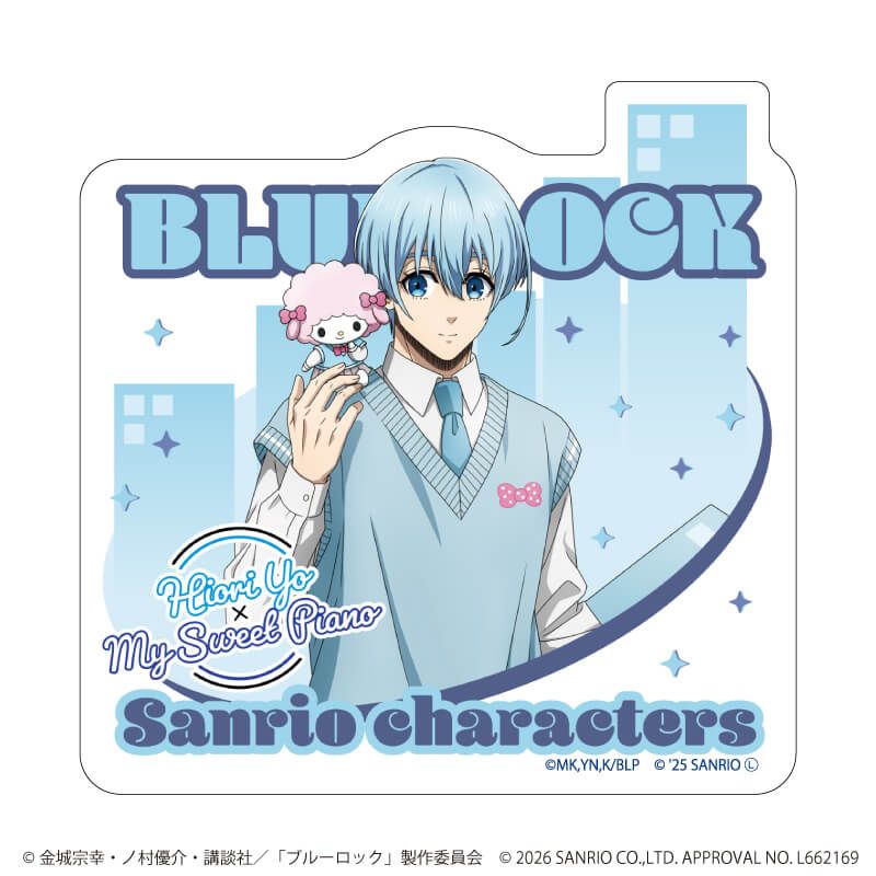 ダイカットスマホステッカー「TVアニメ『ブルーロック』×サンリオキャラクターズ」21/氷織 羊×マイスウィートピアノ(コラボイラスト)