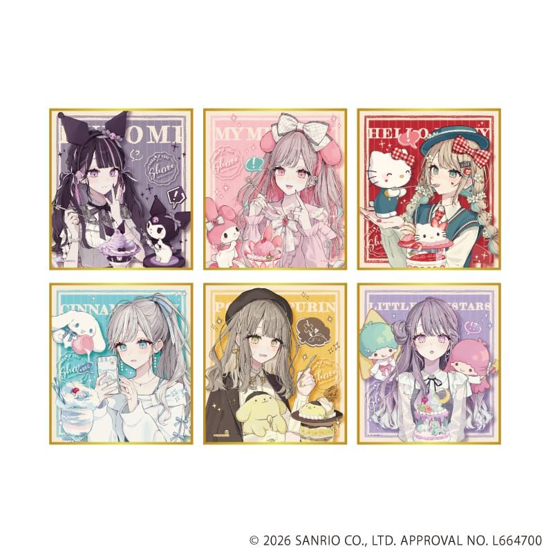 ミニ色紙「赤倉×サンリオキャラクターズ」03/コンプリートセット(全6種)(コラボイラスト)