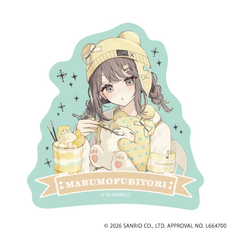ダイカットスマホステッカー「赤倉×サンリオキャラクターズ」16/まるもふびより(コラボイラスト)