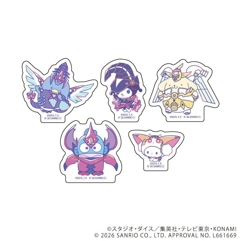 フレークシール(5枚セット)「遊☆戯☆王ZEXAL×サンリオキャラクターズ」01/集合デザイン(コラボイラスト)