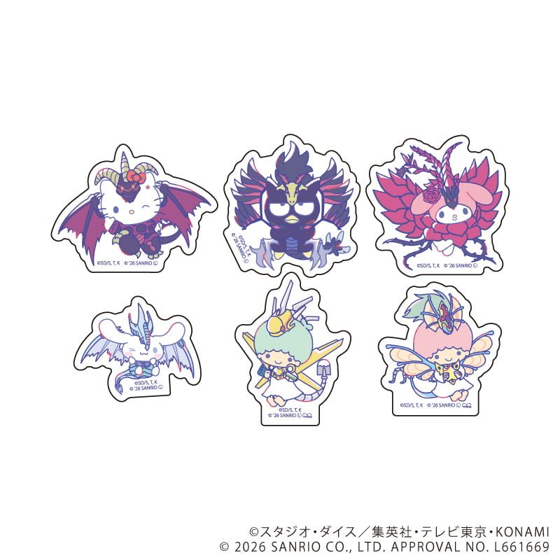 フレークシール(6枚セット)「遊☆戯☆王5D's×サンリオキャラクターズ」01/集合デザイン(コラボイラスト)