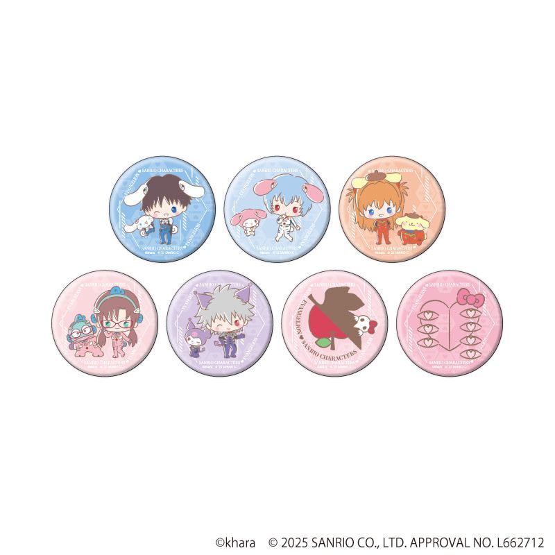 缶バッジ「エヴァンゲリオン×サンリオキャラクターズ」01/コンプリートセット(全7種)(コラボイラスト)