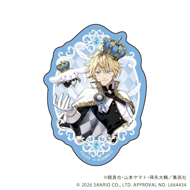 ダイカットスマホステッカー「終わりのセラフ×サンリオキャラクターズ」02/百夜ミカエラ×シナモロール(コラボイラスト)