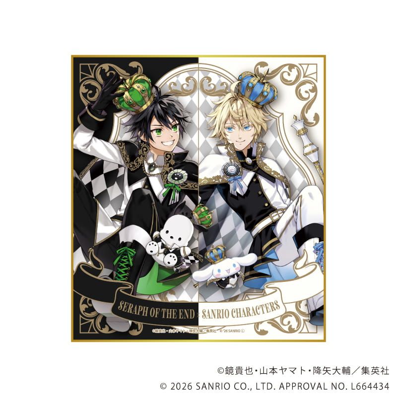 ミニ色紙「終わりのセラフ×サンリオキャラクターズ」03/集合デザイン(コラボイラスト)