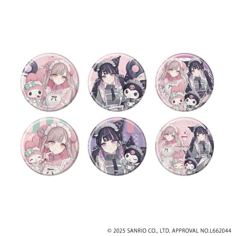 缶バッジ「赤倉×サンリオキャラクターズ」05/マイメロディ&クロミver. ブラインド(6種)(コラボイラスト)