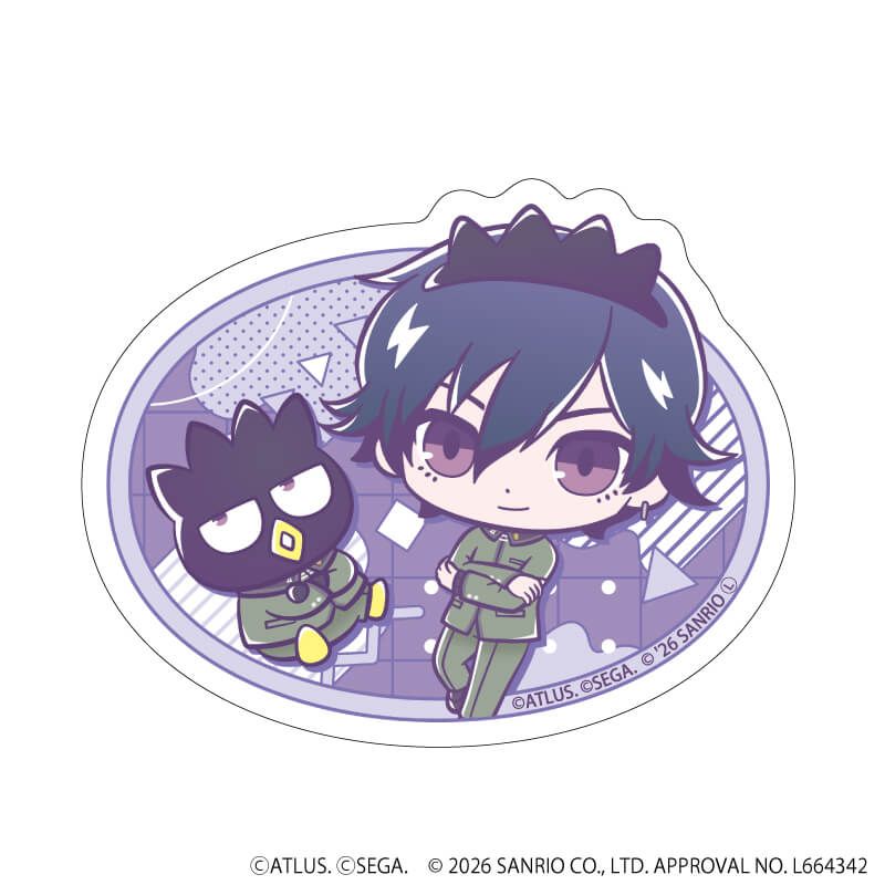 ダイカットスマホステッカー「P30th×サンリオキャラクターズ」01/P1主人公・バッドばつ丸(コラボイラスト)