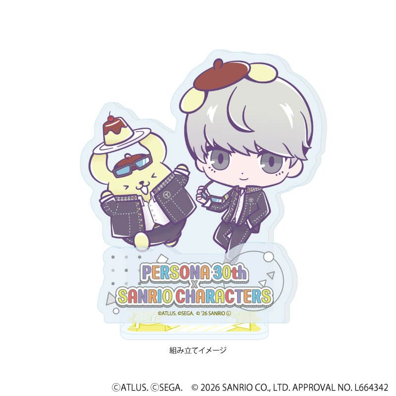 アクリルスタンドプレート「P30th×サンリオキャラクターズ」06/P4主人公・ポムポムプリン(コラボイラスト)