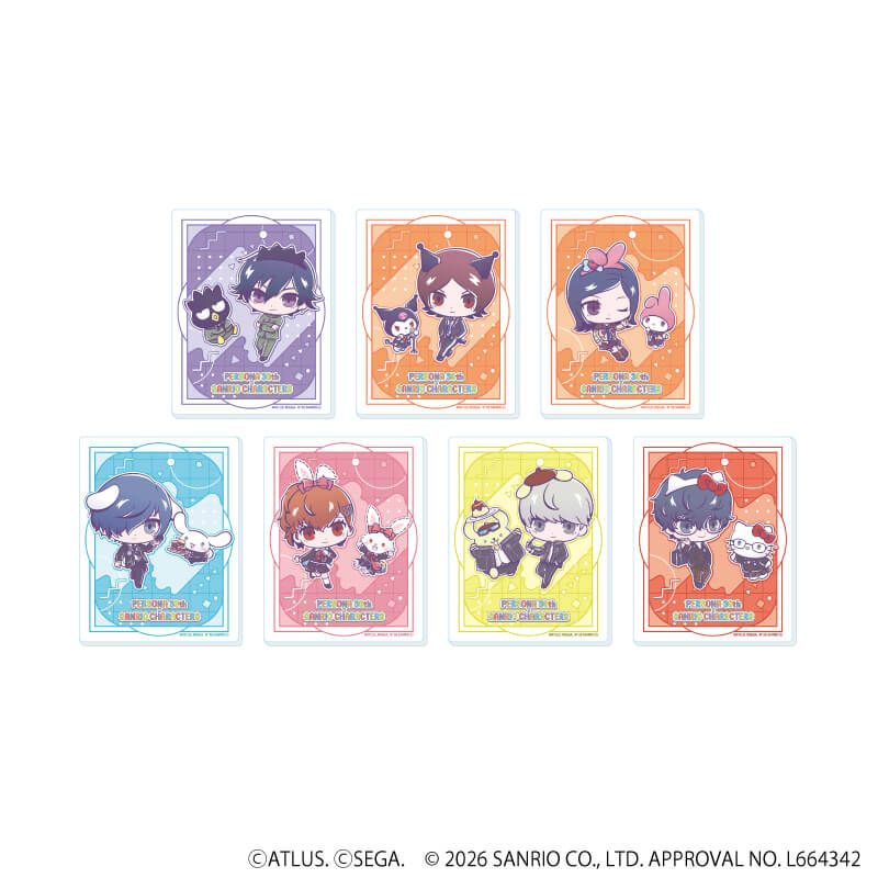 アクリルカード「P30th×サンリオキャラクターズ」01/コンプリートセット(全7種)(コラボイラスト)