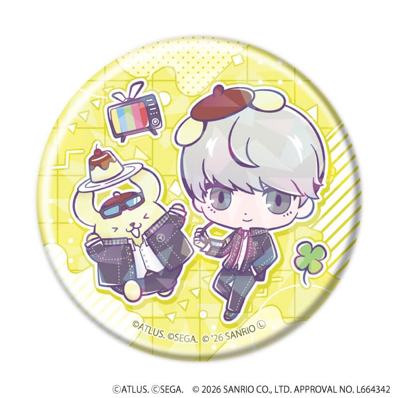 ホログラム缶バッジ(57mm)「P30th×サンリオキャラクターズ」01/ブラインド(7種)(コラボイラスト)