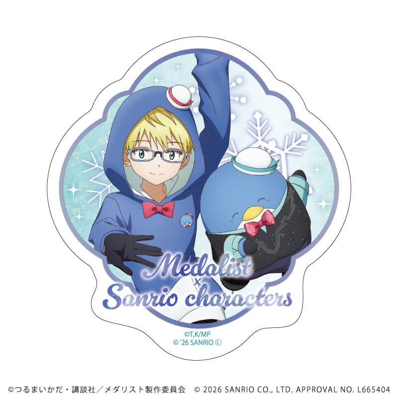 ダイカットステッカー「TVアニメ『メダリスト』×サンリオキャラクターズ」05/鴗鳥理凰×タキシードサム(コラボイラスト)