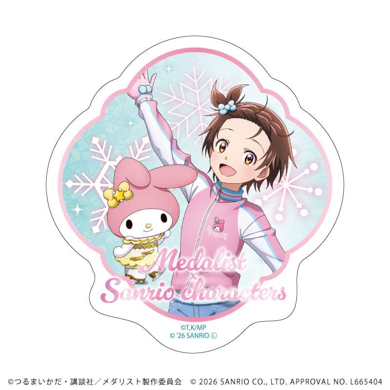 ダイカットステッカー「TVアニメ『メダリスト』×サンリオキャラクターズ」01/結束いのり×マイメロディ(コラボイラスト)